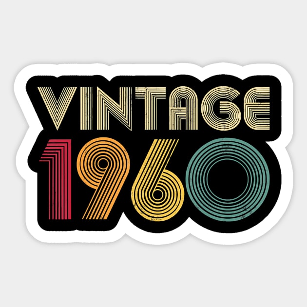 60th Birthday Gift Vintage 1960 60 Years Old Men Women Retro T-Shirt Sticker by Hot food